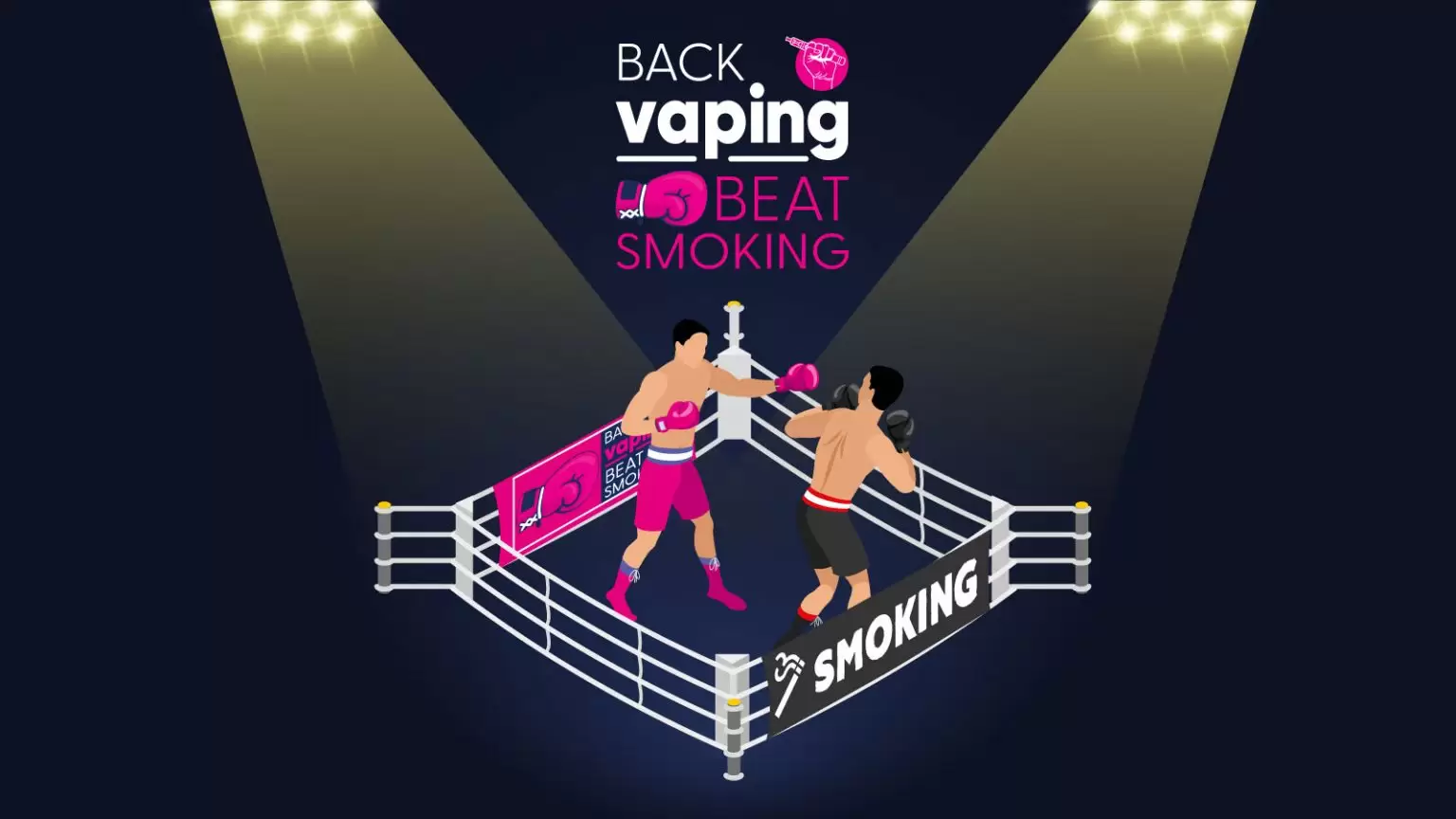 back vaping beat smoking image with digitally designed boxers in a ring