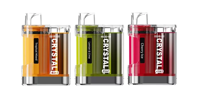 ske crystal 4-in-1 pod vapes in orange, green and red